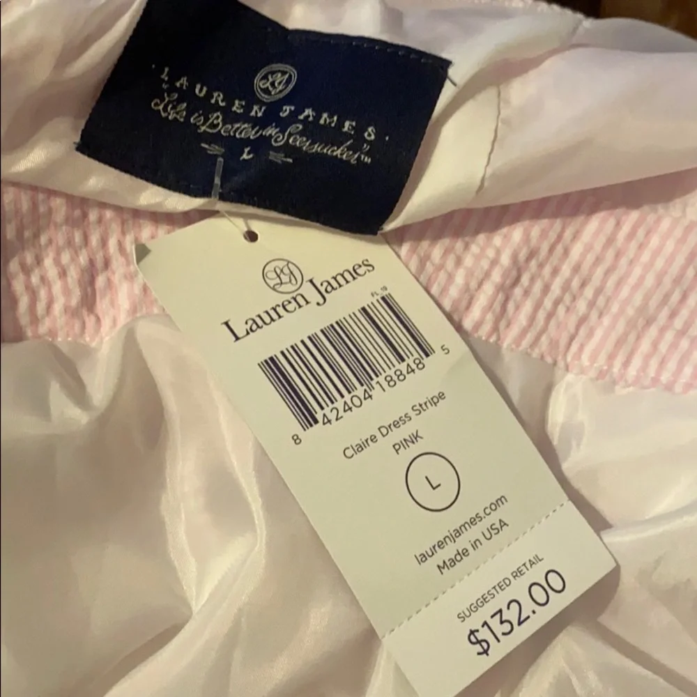 Lauren James Pink Claire Stripe derby Dress nwt
